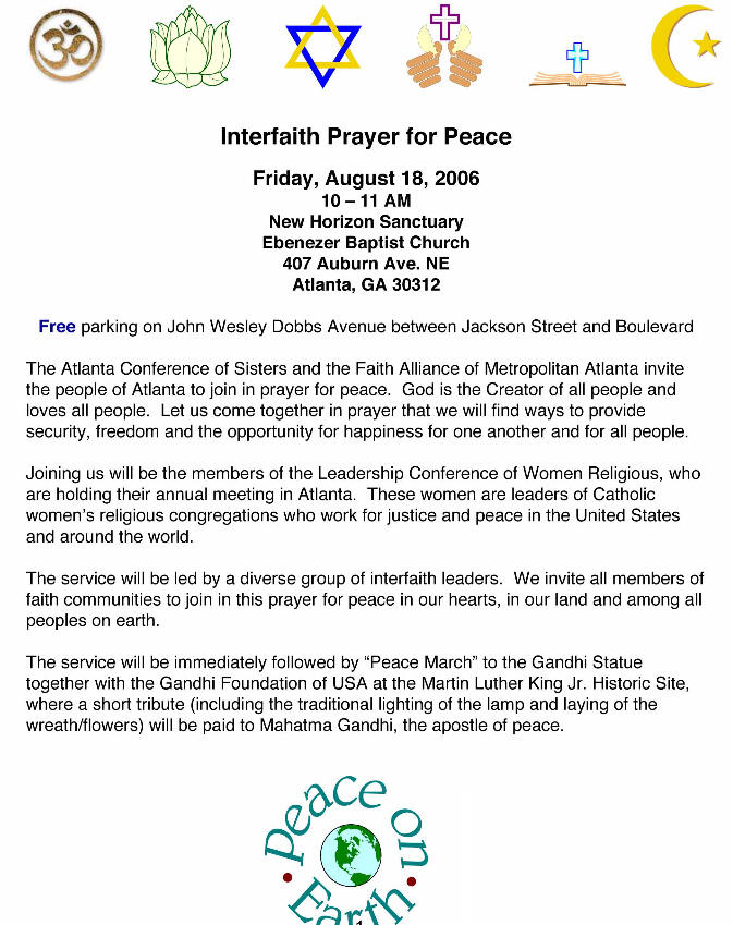 Interfaith Prayer for Peace" program