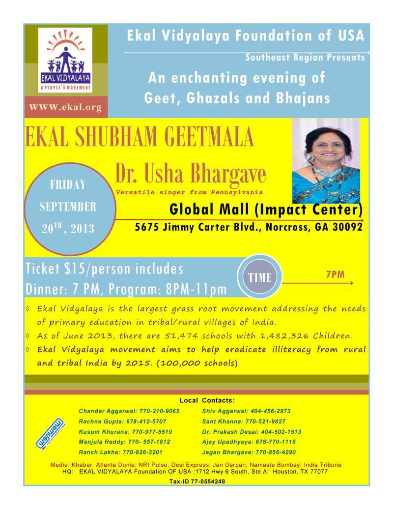 An enchanting evening of Geet and Bhajans with Dr. Usha Bhargave